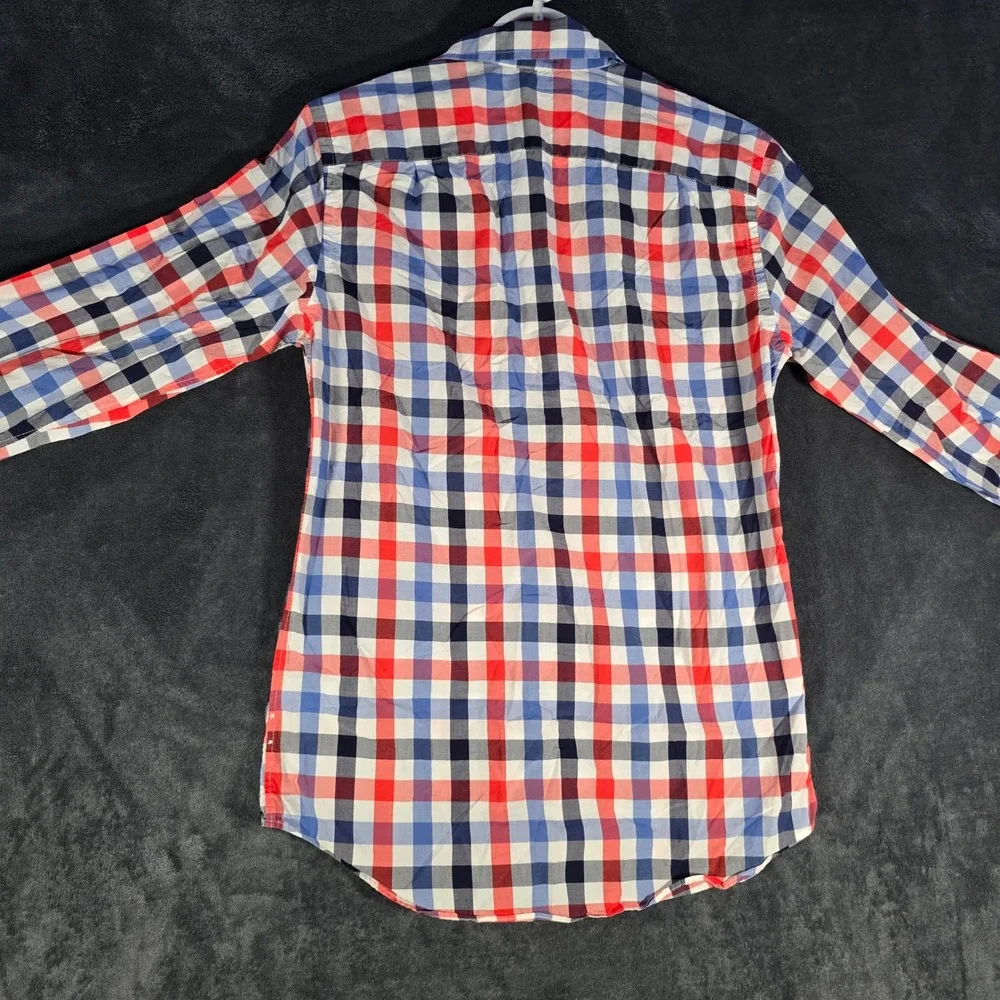 J. Crew Lightweight Shirt Red Blue‎ Plaid Button Down Long Sleeve Mens XS